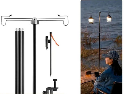 Telescopic Aluminum Lamp Stand with Double Hooks