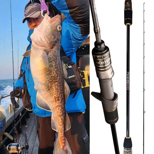 Pesca Boat Fishing Rods Saltwater Big Game Slow Pitch Jigging Rod Shore Carbon 2 Piece Spinning & Casting Portable Cod amberjack Rockfish flatfish Drop Shot lures