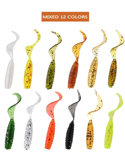 JYJ 4cm 100pcs Soft plastic artificial isca pesca tail protein Grub lure fishing worm moggot grub lure baits 4cm