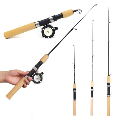 60 80 100CM Mini Telescopic Ice Fishing Rod Portable Carbon Fiber River Shrimp Carp Fishing Pole Winter Fishing Rod Tackle Pesca