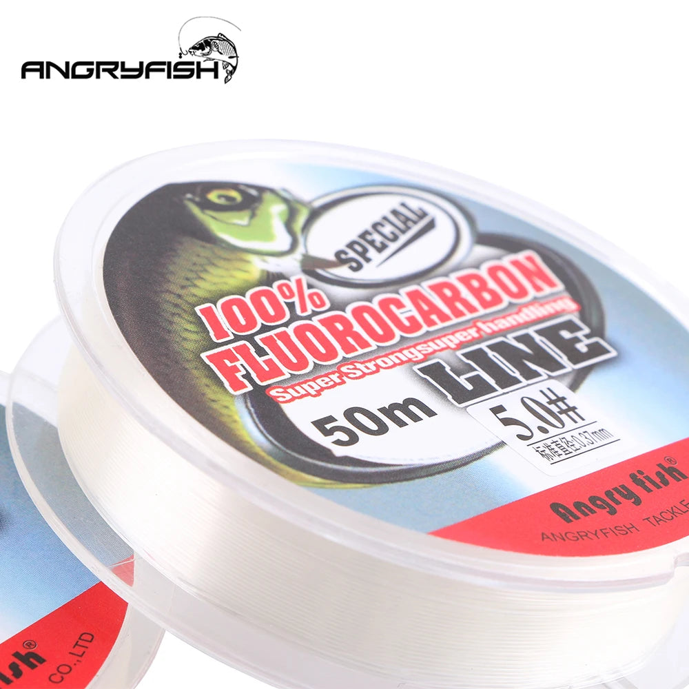 Angryfish Fluorocarbon Fishing Line 50m Transparent/Pink Super strong Carbon Fiber Leader Line