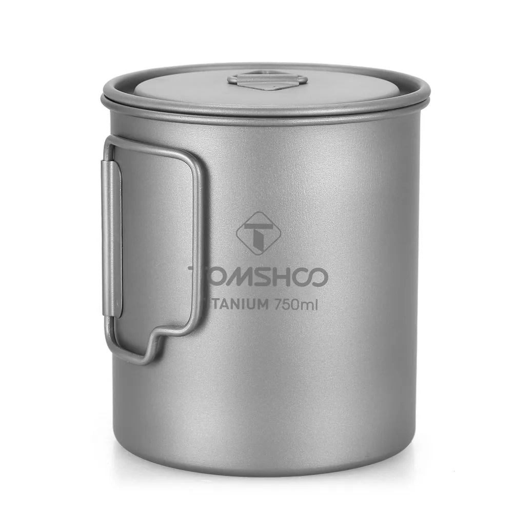 Tomshoo 750ml Outdoor Camping Cup Durable Titanium Cup Tourist Tableware Picnic Utensils Tourism Camping Mug Camping Equipment