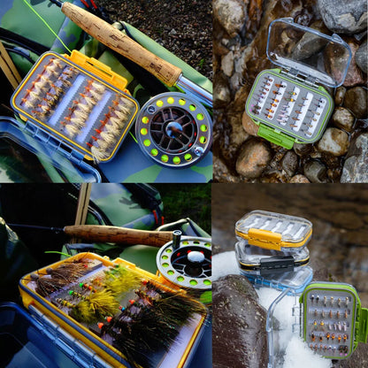 Maximumcatch 4Sizes Slit Foam&Easy-Grip Foam Fly Fishing Box Double Side Waterproof Plastic Tackle Box Transparent Fly Box