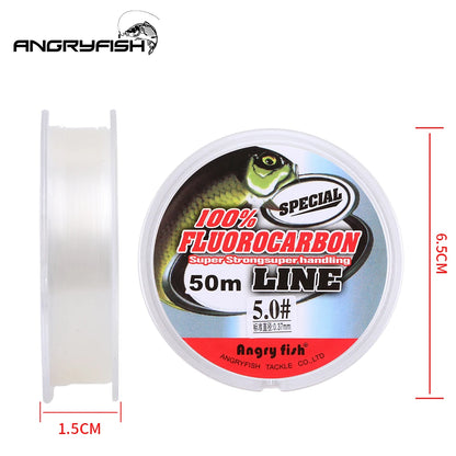 Angryfish Fluorocarbon Fishing Line 50m Transparent/Pink Super strong Carbon Fiber Leader Line