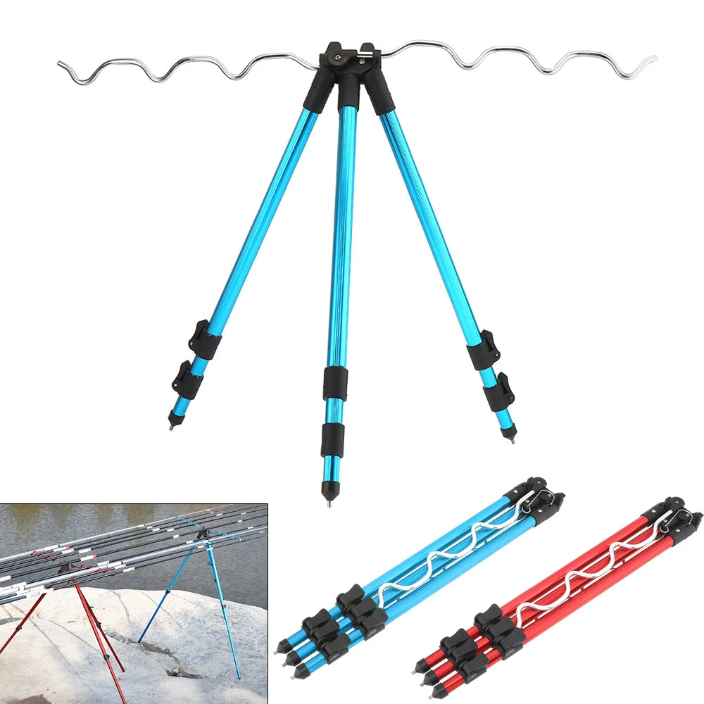 Aluminum Alloy Telescopic 5 / 7 Groove Fishing Rods Holder Portable Collapsible Fishing Stand Sea Fishing Pole Bracket