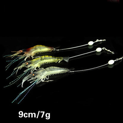 5pcs/lot Shrimp Soft Lure 9cm/6g Fishing Artificial Bait With Glow Hook Swivels Anzois Para Pesca Sabiki Rigs Fishing Lure FU40