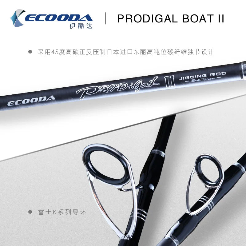 ECOODA EPJ II Full Fuji Parts Single Section 1.6m/1.68m/1.52m Spinning/Casting Rod Corss Carbon Boat Rod Jigging Rod