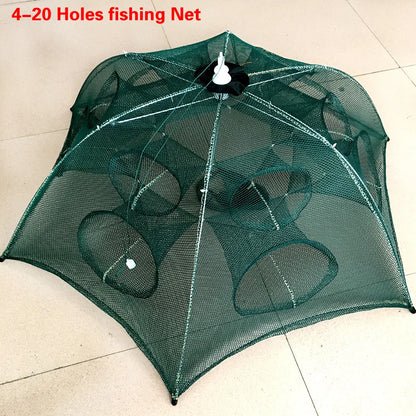 Folded Portable 4/6/8/10/12/16/20 Holes Automatic Fishing Shrimp Trap Fishing Net Fish Shrimp Minnow Crab Baits Cast Mesh Trap