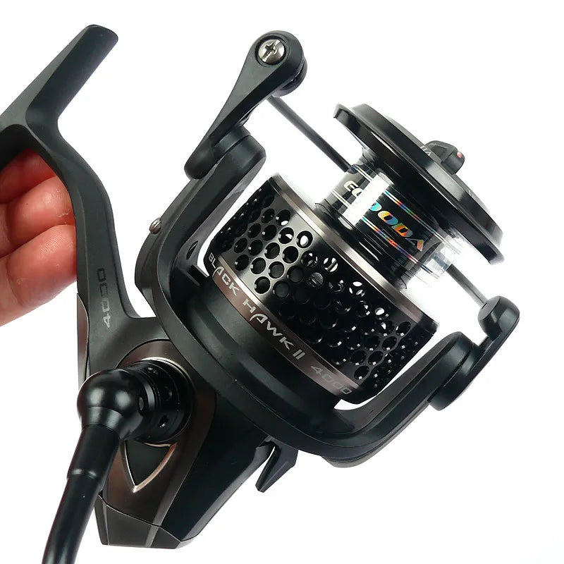 ECOODA Black Hawk II 1500-5000 Metal Spool Spinning Fishing Reels Saltwater/Freshwater Boat Rock Bass Lure Jigging Fishing