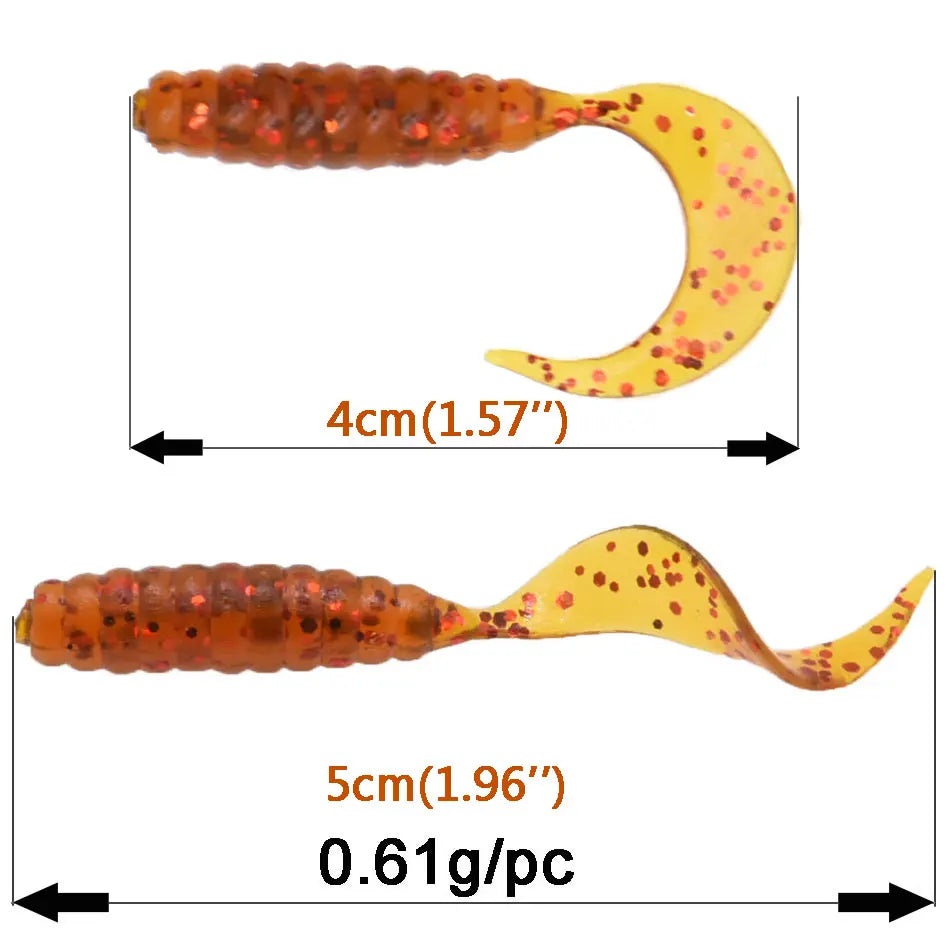 JYJ 4cm 100pcs Soft plastic artificial isca pesca tail protein Grub lure fishing worm moggot grub lure baits 4cm