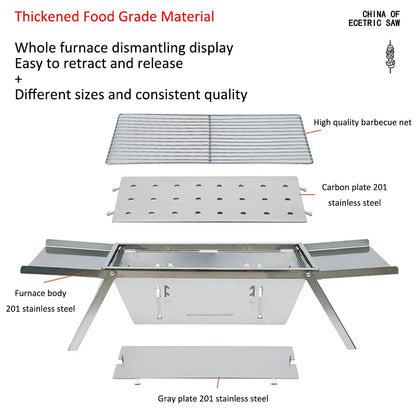 Outdoor Portable BBQ Grill Thickened Stainless Steel Small Camp Stove