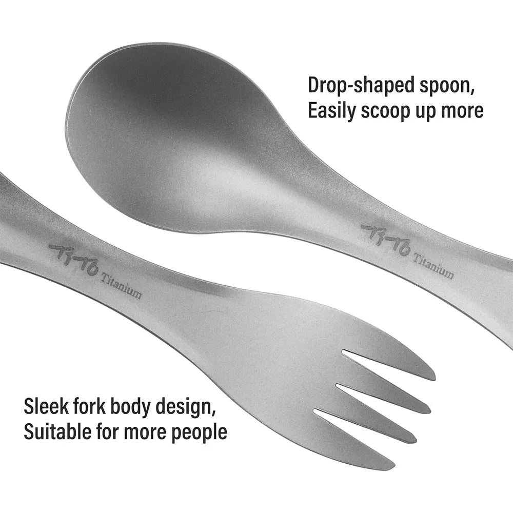 2Pcs Titanium Ultralight Spork 2-in-1 Spoon and Fork