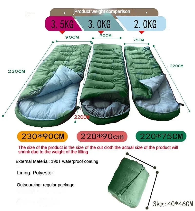 3.5KG Thickened and Widened Winter Sleeping Bag -15 ℃ -25 ℃ Cold-proof Waterproof and Warm Outdoor Sleeping Bag