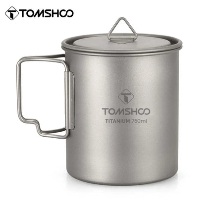 Tomshoo 750ml Outdoor Camping Cup Durable Titanium Cup Tourist Tableware Picnic Utensils Tourism Camping Mug Camping Equipment