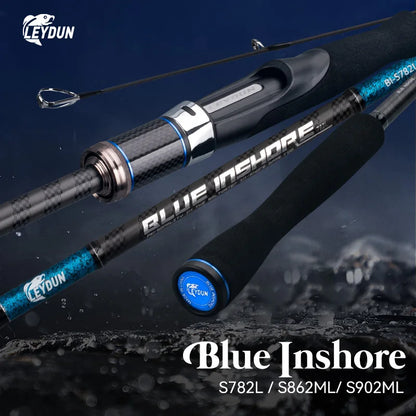 LEYDUN BLUE INSHORE Fishing Rods Inshore Breakwater Bass Rod S782L S862ML S902ML Saltwater light Fast 2 Section Spinning Rods