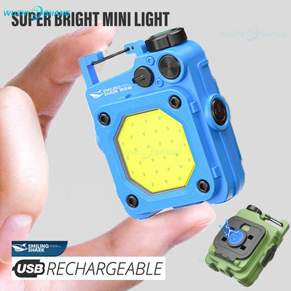 Super Bright MINI COB Keychain Flashlight Charging Lamp Camping Lights with Magnet 4Lighting Modes for Camping Home USB Recharge