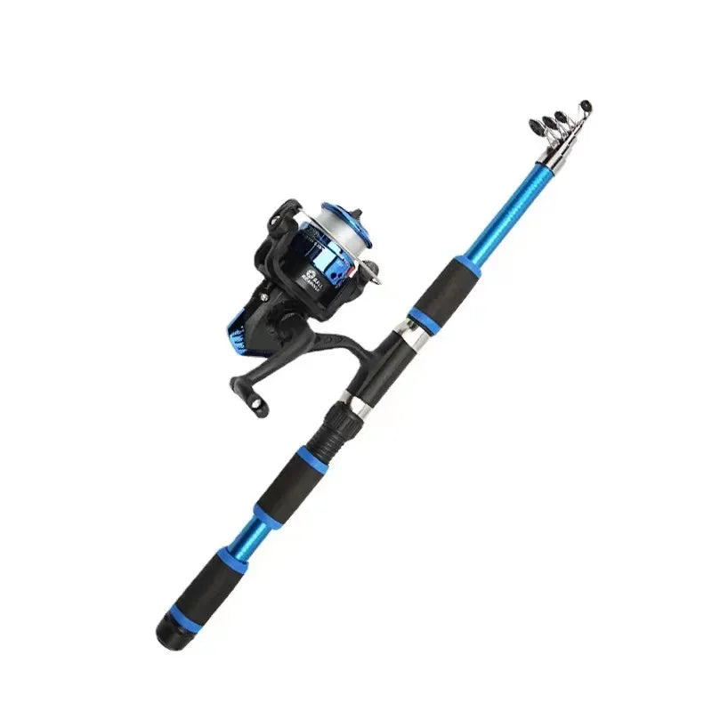 Fishing Pole Set Full Kits With Telescopic Fishing Rod And Spinning Reel Baits Hooks Travel Pole Set