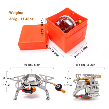 PACOONE Tourist Burner Camping Wind Proof Gas Stove Outdoor Strong Fire Stove Heater Portable Folding Ultralight Picnic Cooker