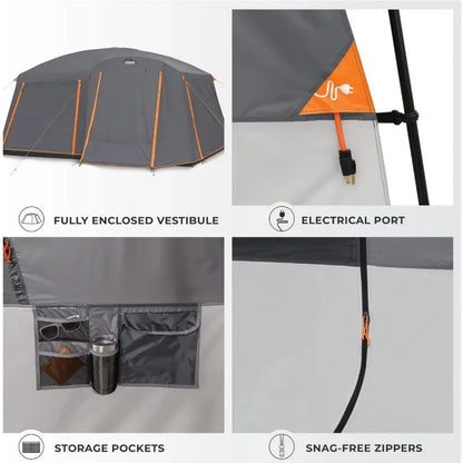 Large Multi Room Tent for Family with Full Rainfly for Weather and Storage for Camping Accessories | Portable Huge Tent