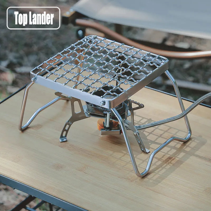 Lengthening Camping Stove Grill Stand Outdoor Stainless Steel Burner Bracket Portable Foldable Charcoal Gas Stove Rack Tools