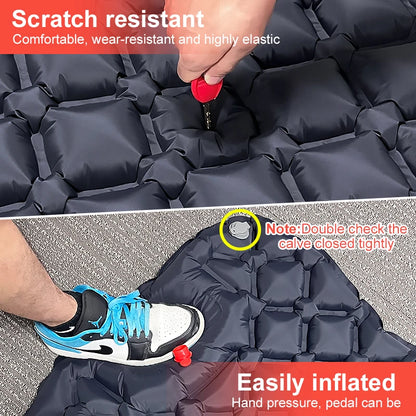 PACOONE Outdoor Camping Sleeping Pad Inflatable Mattress with Pillows Ultralight Air Mat Built-in Inflator Pump Travel Hiking