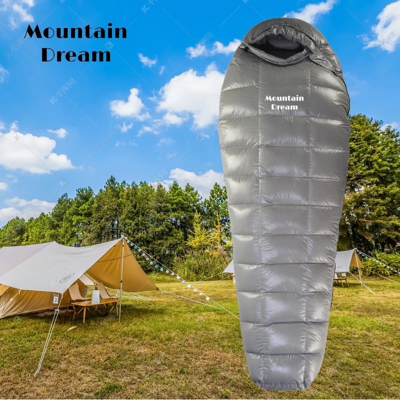 Mountaindream winter and autumn mummy ultra-light warm down sleeping bag outdoor travel camping nylon white goose down