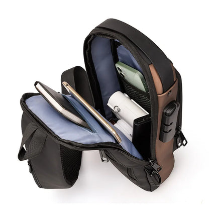 Crossbody Bag Men's Shoulder Bag Anti-Theft Travel Messenger Chest Sling Pack USB Chest Bag Shoulder Bag For Men