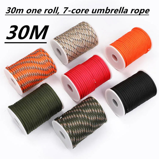 5M/15M/30M 7-Core 550 Paracord 4mm Parachute Cord Outdoor Camping survival Rope kit Umbrella Tent Lanyard Strap Clothesline