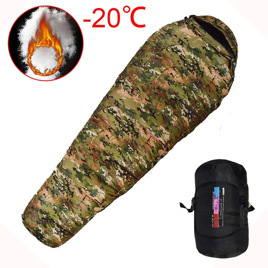 Outdoor Thickness Down Soft Sleeping Bag Warm White Duck Down Cold Proof Tent Mummy Style Sleeping Bag for Winter Travel Camping