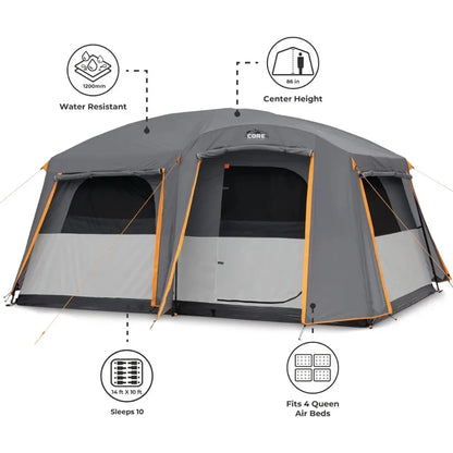 Large Multi Room Tent for Family with Full Rainfly for Weather and Storage for Camping Accessories | Portable Huge Tent