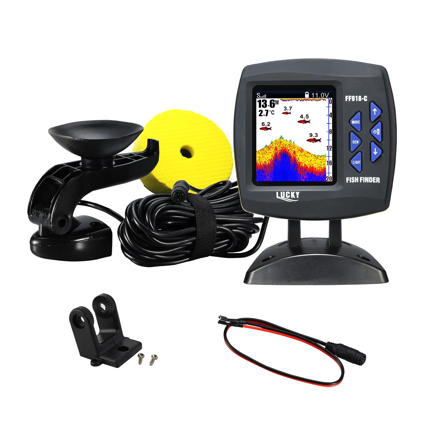 LUCKY FF918-C180S Wired Fishing finder 540ft/180m Depth Sounder Fish Detector Monitor echo sounder for fishing from a boat