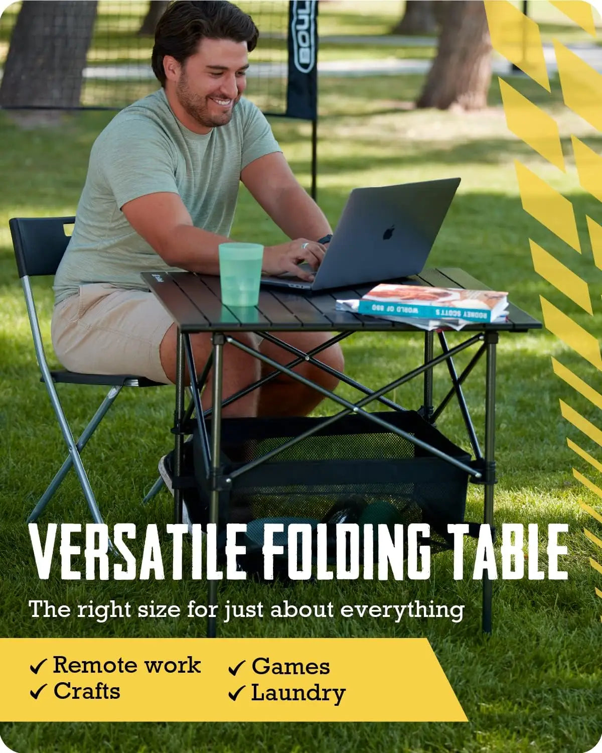 Folding Camping Table - Aluminum Foldable Table for Tailgating or Camp Site with Carry Bag