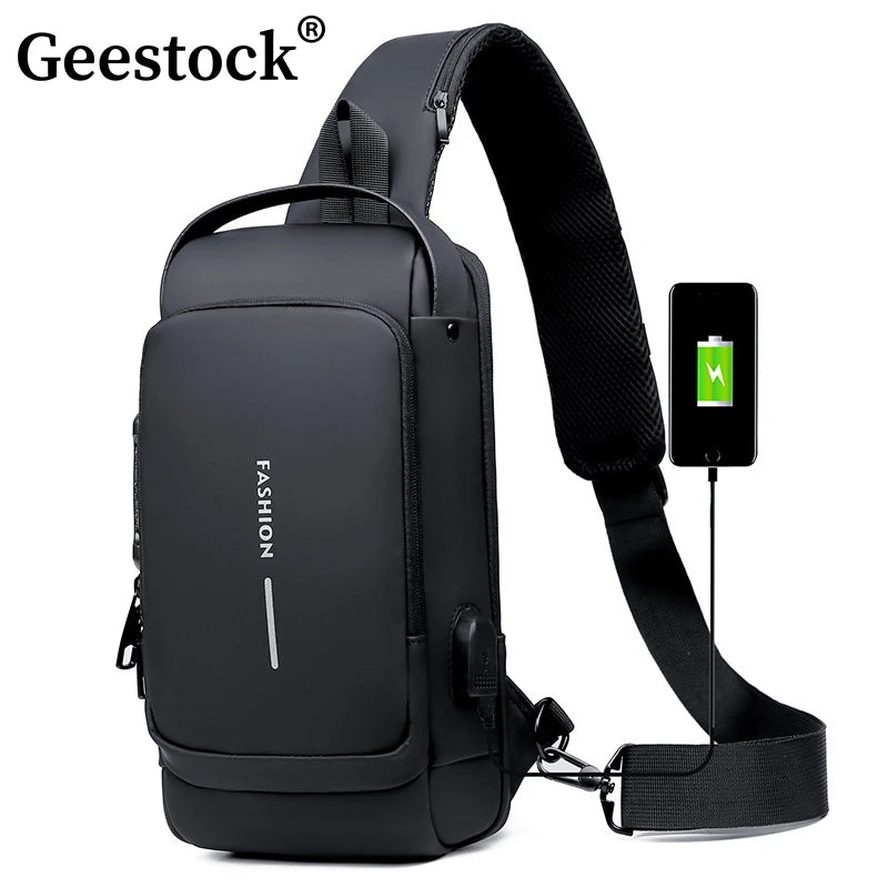 Crossbody Bag Men's Shoulder Bag Anti-Theft Travel Messenger Chest Sling Pack USB Chest Bag Shoulder Bag For Men