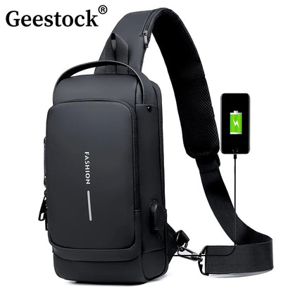 Crossbody Bag Men's Shoulder Bag Anti-Theft Travel Messenger Chest Sling Pack USB Chest Bag Shoulder Bag For Men