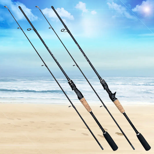 1.8M 1.65M Fishing Rod Carbon Fiber Spinning Casting Lure Pole Bait WT 8-25G Line WT 8-15LB Hard Fast Bass Fishing Rods