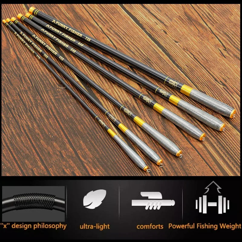 JOSBY Telescopic Fishing Rod Ultralight Super Hard Carbon Fiber Portable For Freshwater Carp Stream Pole 3.6M 4.5M 5.4M 6.3M7.2M