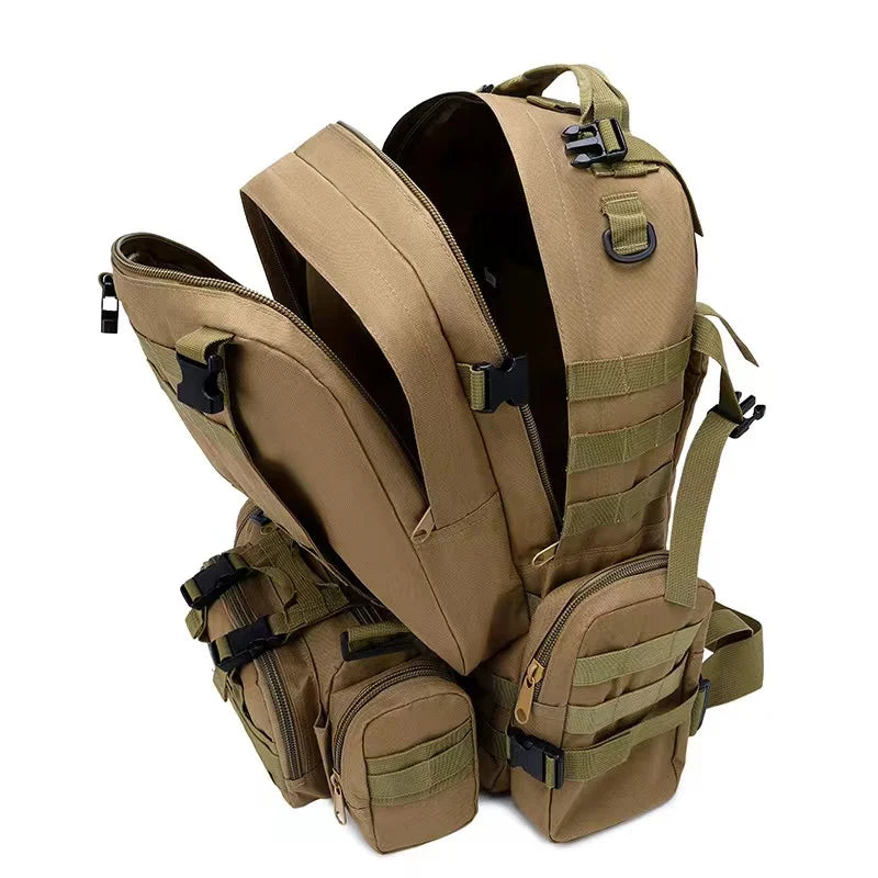 50L Tactical Backpack Waterproof 4 In1 Molle Sport Tactical Bag Outdoor Hiking Climbing Fishing Travel Laptop Backpacks