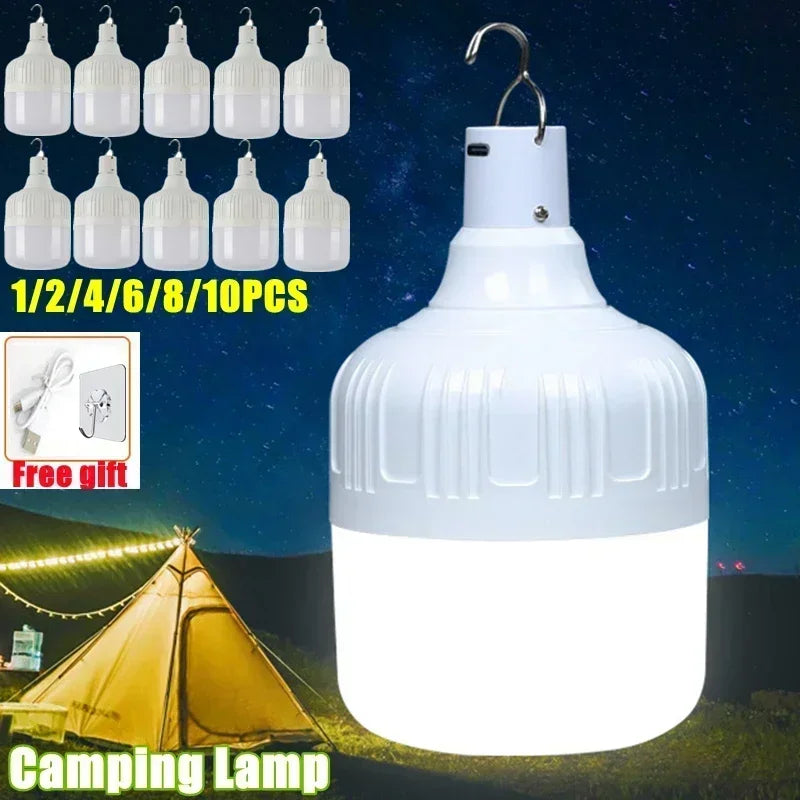 1/2/4/6/8/10pcs Camping Light USB Rechargeable LED Emergency Lamp Outdoor Portable Lanterns