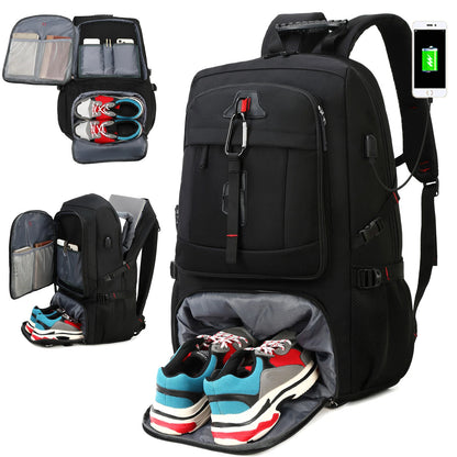 Travel Backpack , 50L waterproof large capacity backpack Gym Hiking and Camping with Shoe Compartment