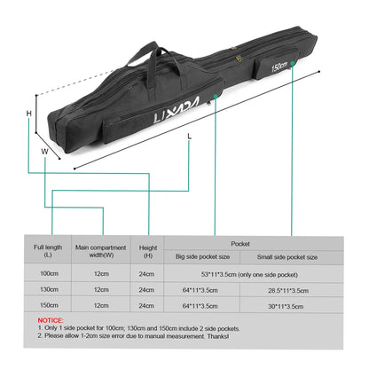 Fishing Bag Portable Folding Fishing Rod Reel Bag Fishing Pole Gear Tackle Tool Carry Case Carrier Travel Storage Bag Organizer