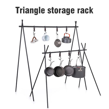 PACOONE Outdoor Aluminum Alloy Hanging Rack for Cookware  Camping Hiking Folding Portable Storage Triangular Rack 2022 New