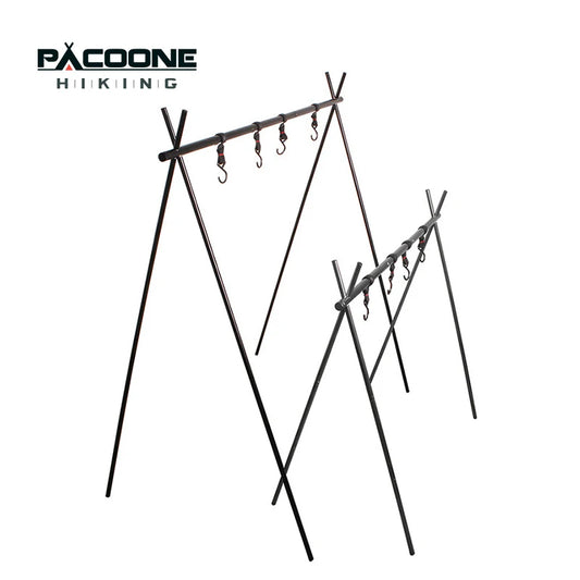 PACOONE Outdoor Aluminum Alloy Hanging Rack for Cookware  Camping Hiking Folding Portable Storage Triangular Rack 2022 New