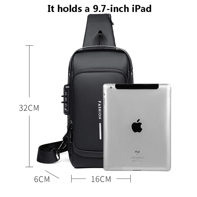 Crossbody Bag Men's Shoulder Bag Anti-Theft Travel Messenger Chest Sling Pack USB Chest Bag Shoulder Bag For Men