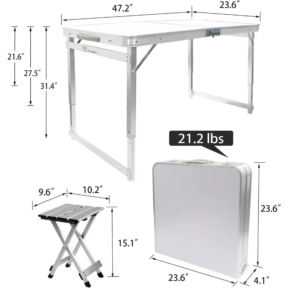 Aluminum Folding Picnic Table With 4 Stools