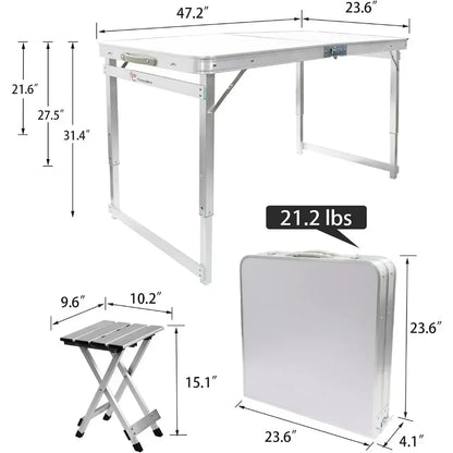 Aluminum Folding Picnic Table With 4 Stools