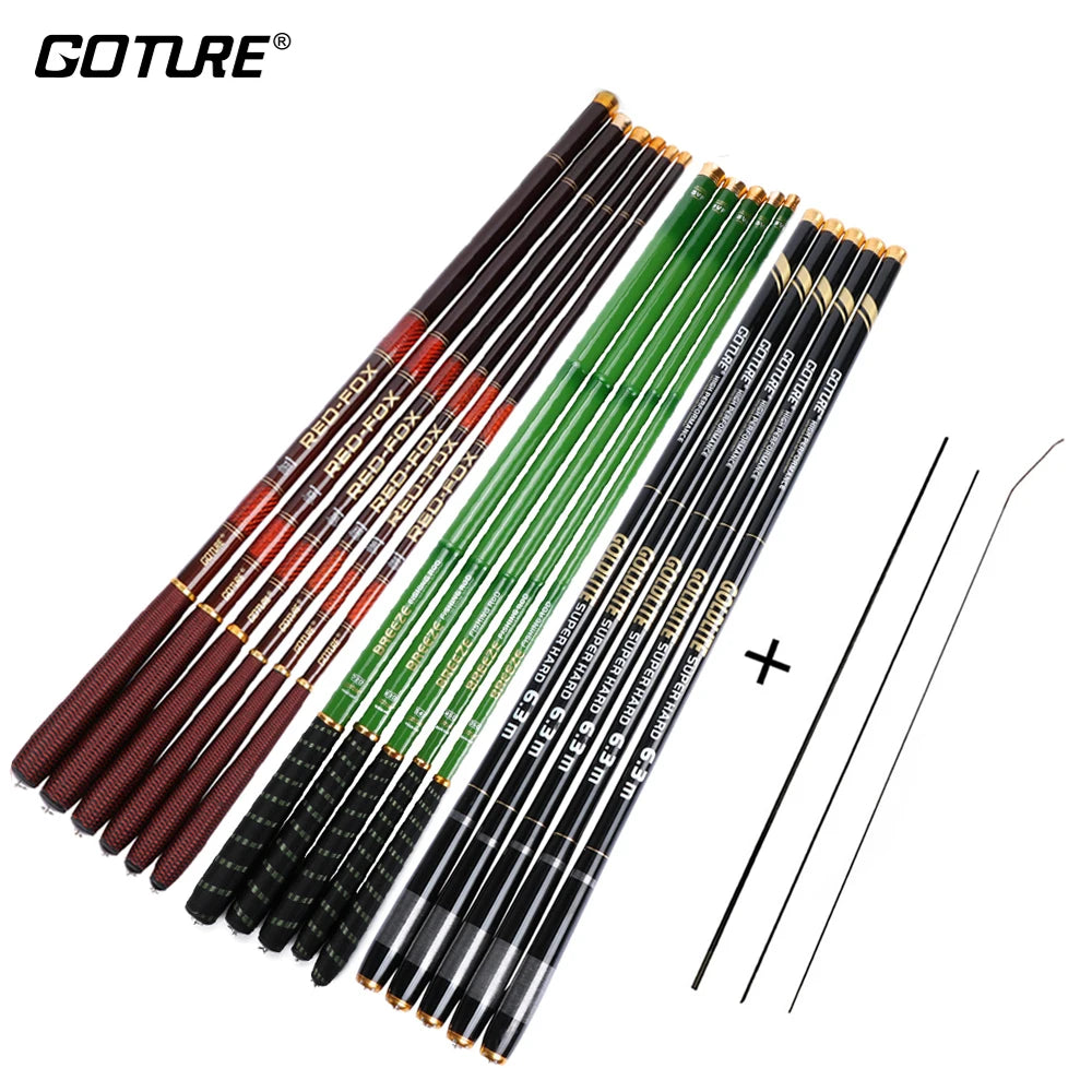 Goture Carbon Fiber Telescopic Fishing Rod Ultra-light Stream Hand Pole Carp Feeder Fishing Pole Tenkara 3.0-7.2m vara de pesca