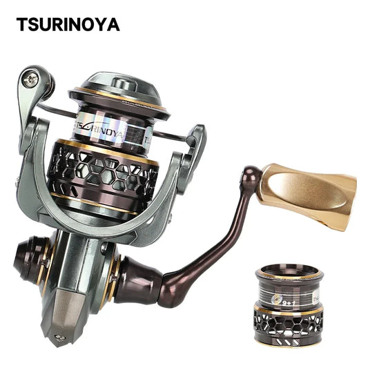 TSURINOYA Jaguar 1000 2000 3000 Long Casting Double Spool Stainless Steel Bearing  Fishing Spinning Bass Reel Saltwater